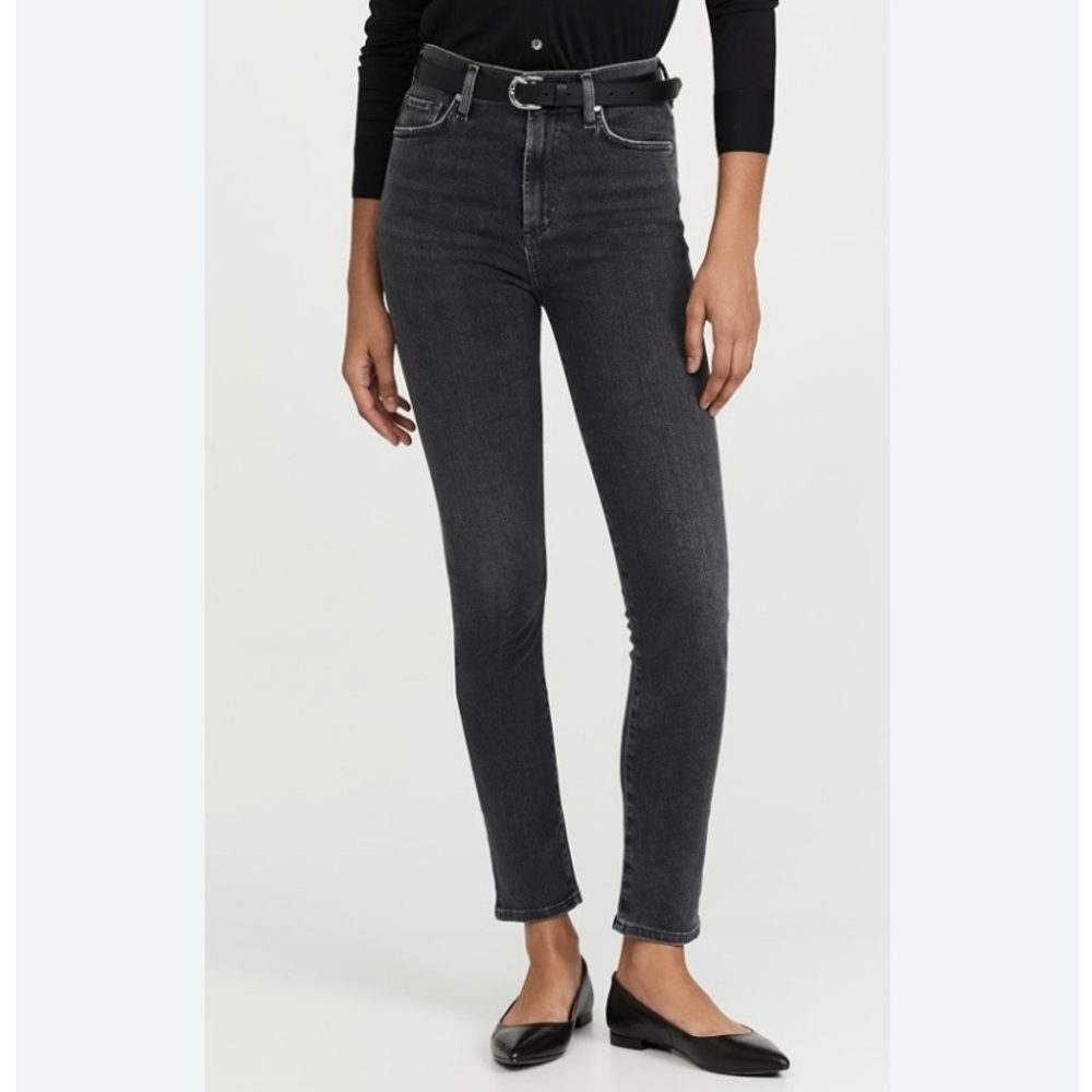 Citizens of Humanity Olivia Crop High Rise Slim Jeans in Washed Black size 26
